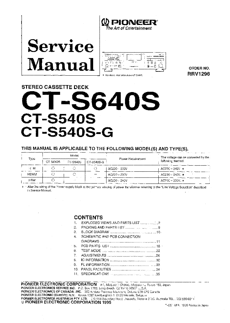 PIONEER CT-S640S CT-S540S-G SM service manual (1st page)