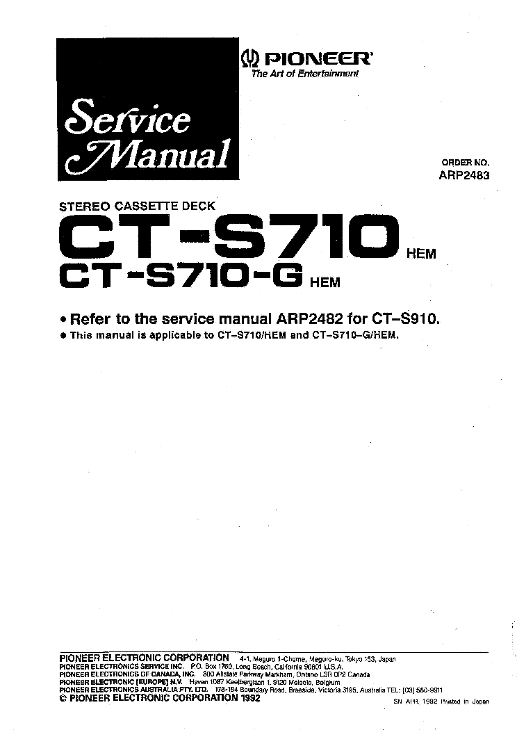 PIONEER CT-S710-G S910 SM service manual (1st page)