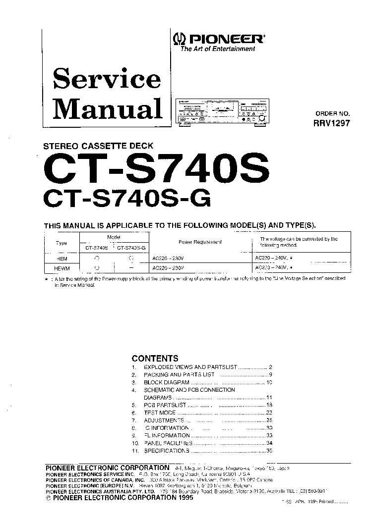 PIONEER CT-S740S S740S-G SM service manual (1st page)