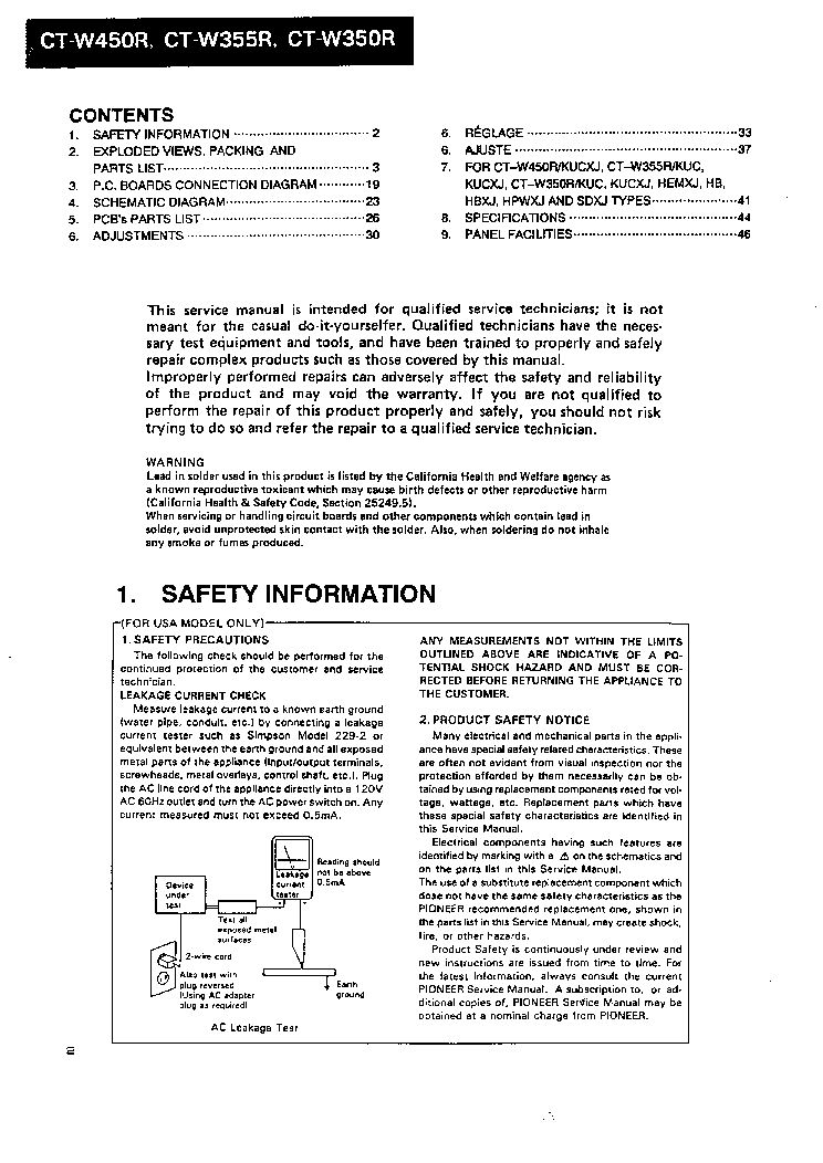PIONEER CT-W350R W355R W450R SM service manual (2nd page)