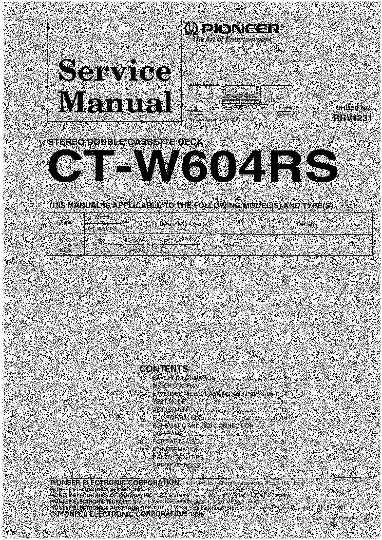 PIONEER CT-W604RS RRV1231 SM service manual (1st page)