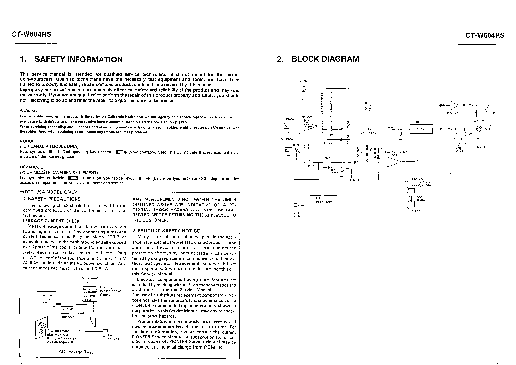 PIONEER CT-W604RS RRV1231 SM service manual (2nd page)