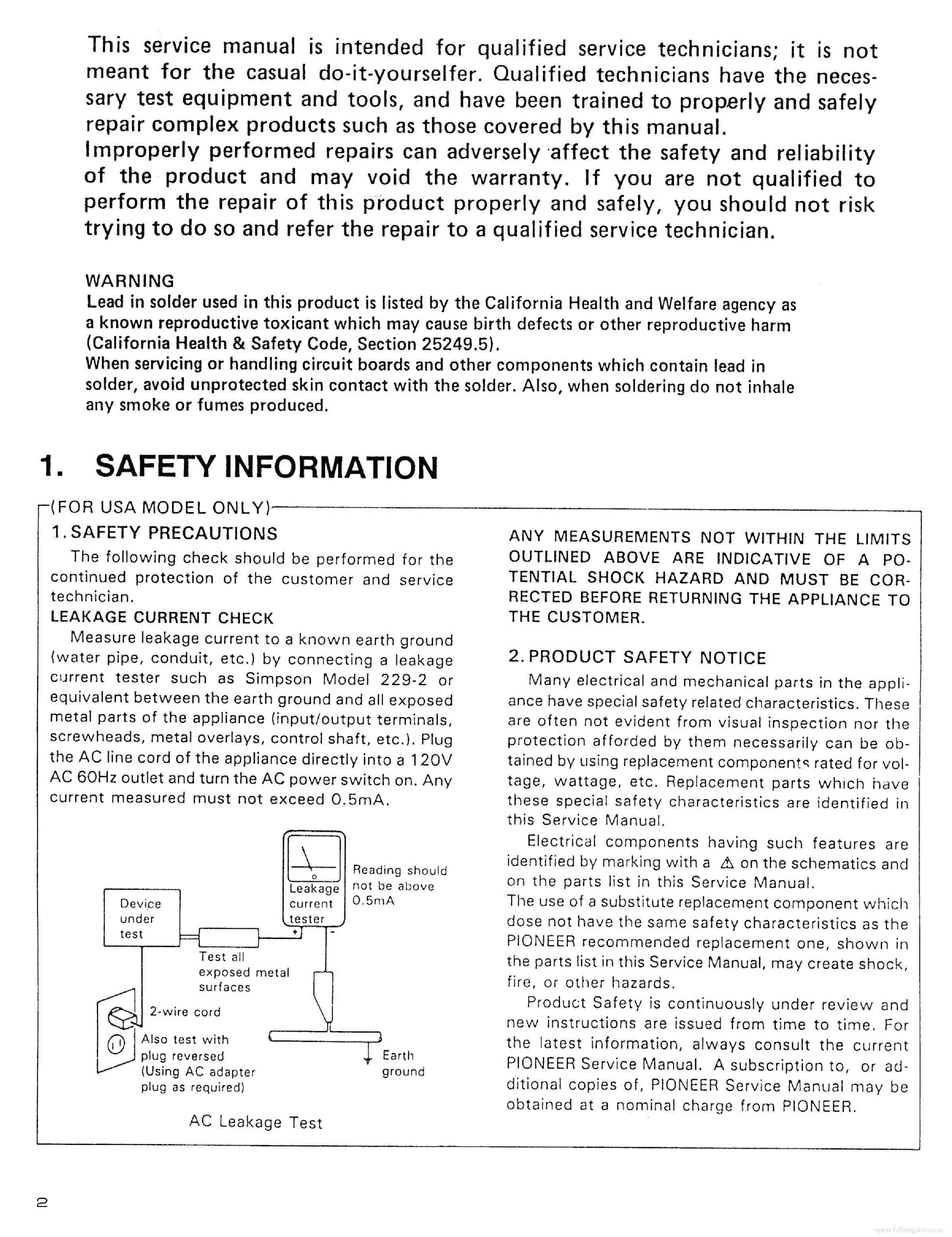 PIONEER CT-WM70R CT-WM60R service manual (2nd page)