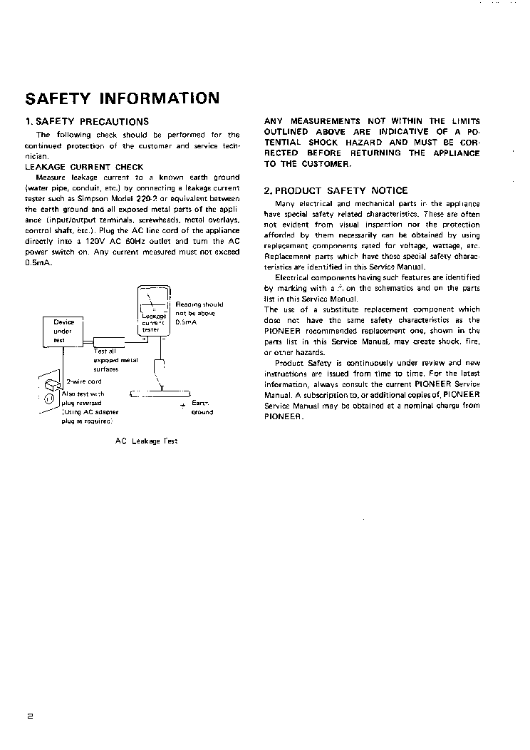 PIONEER CT50R service manual (2nd page)