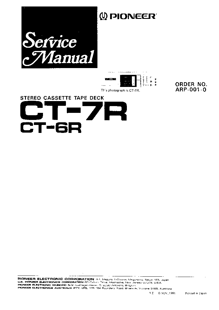 PIONEER CT6R CT7R service manual (1st page)