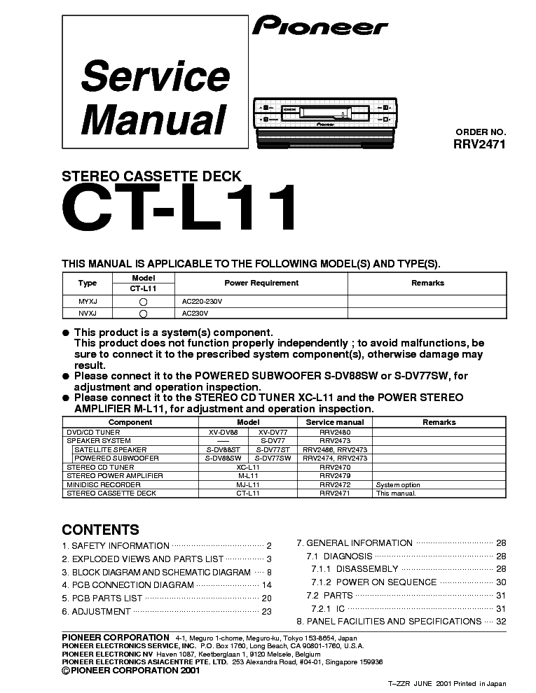 PIONEER CTL11 service manual (1st page)
