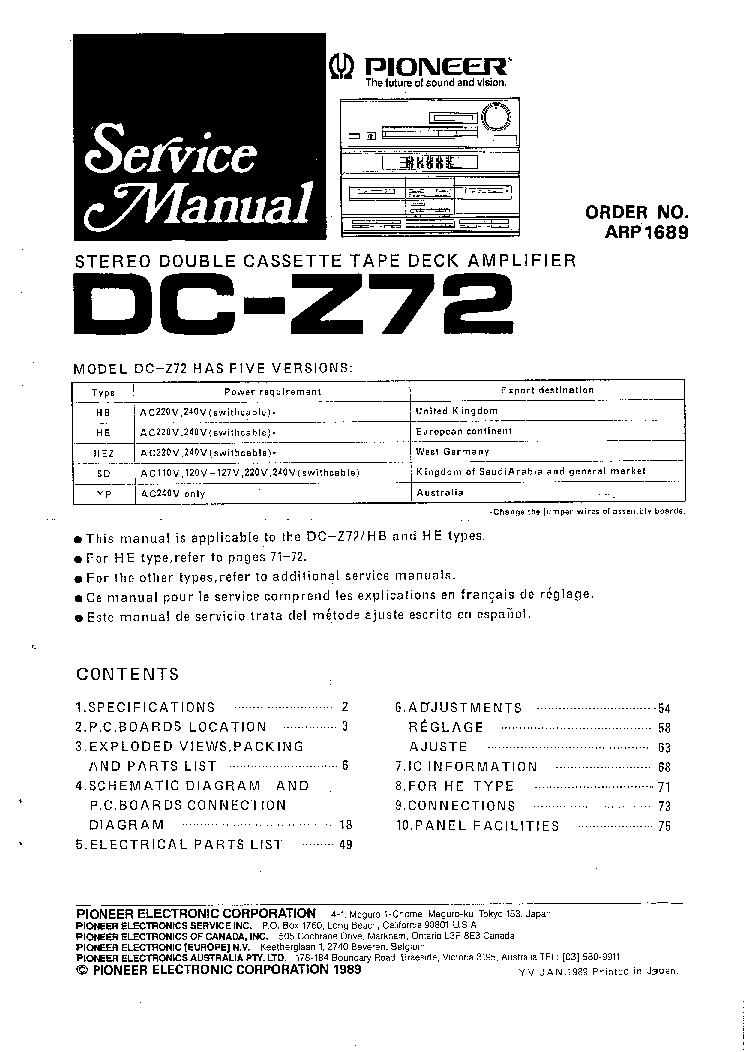 PIONEER DC-Z72 SM service manual (1st page)