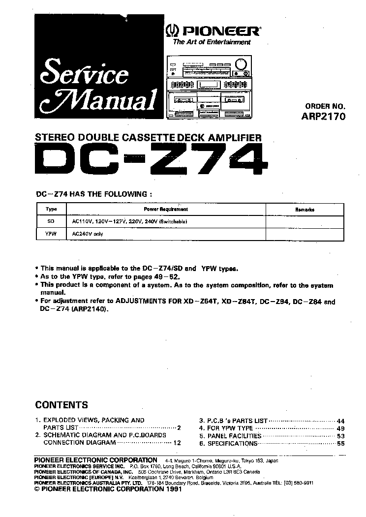PIONEER DC-Z74 SM service manual (1st page)