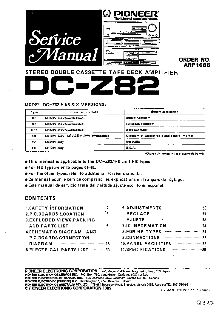 PIONEER DC-Z82 SM service manual (1st page)