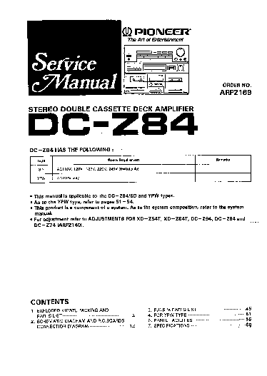 PIONEER DC-Z84 ARP2169 service manual (1st page)