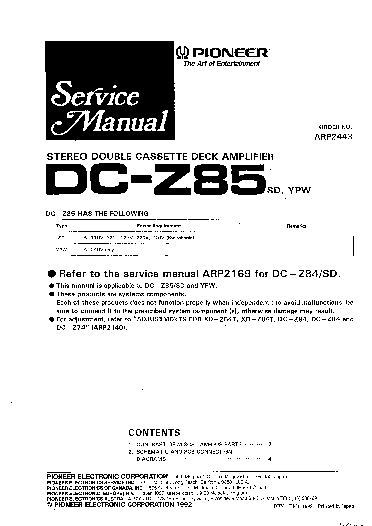 PIONEER DCZ85 service manual (1st page)