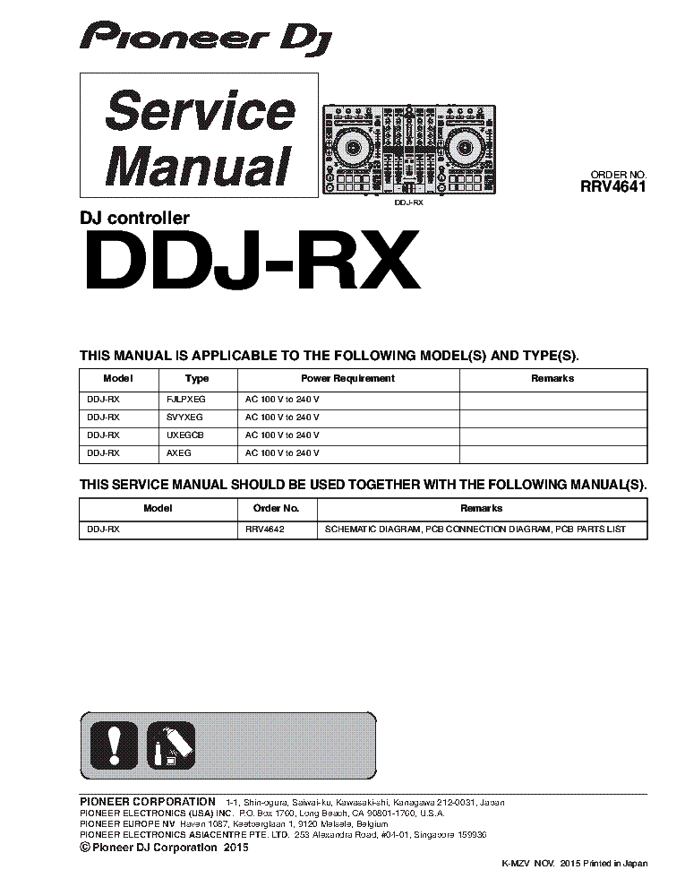 PIONEER DDJ-RX RRV4641 DJ CONTROLLER service manual (1st page)