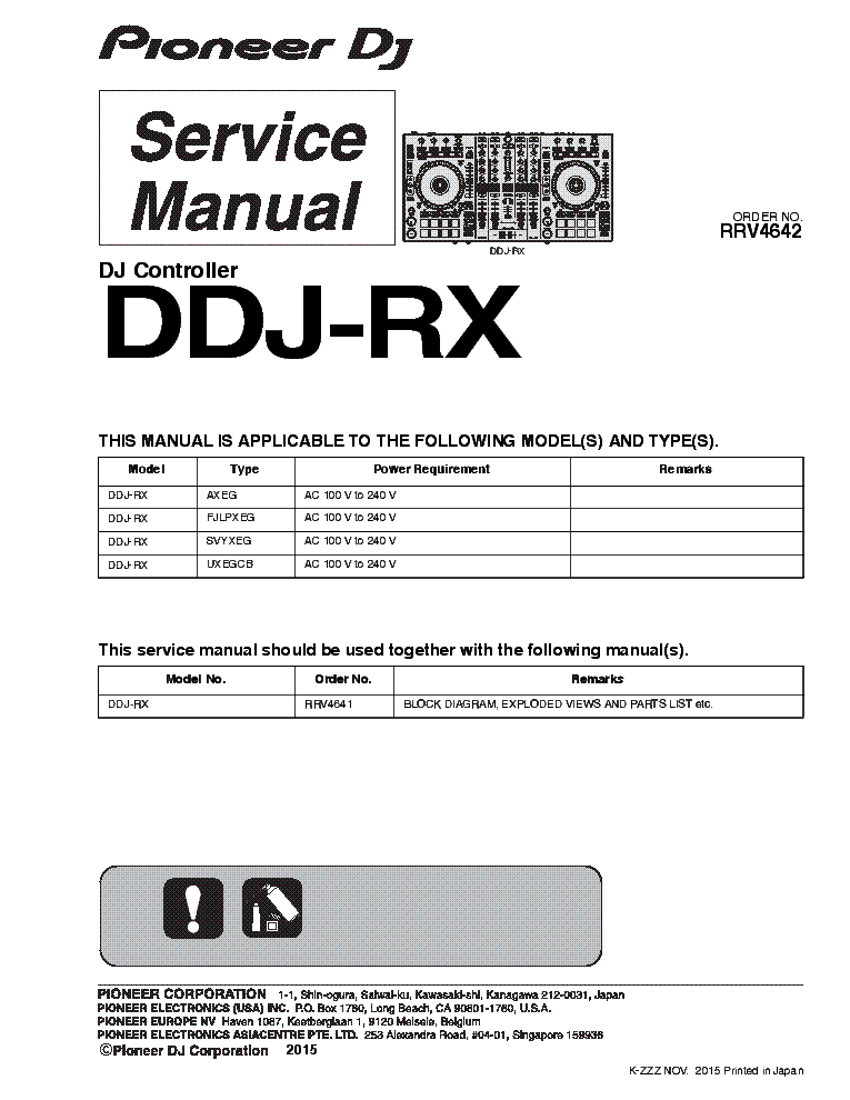 PIONEER DDJ-RX RRV4642 DJ CONTROLLER service manual (1st page)
