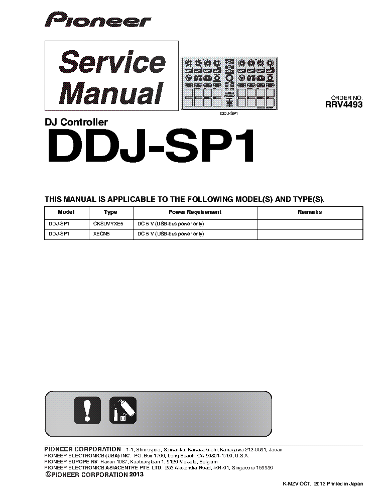 PIONEER DDJ-SP1 RRV4493 DJ CONTROLLER Service Manual download