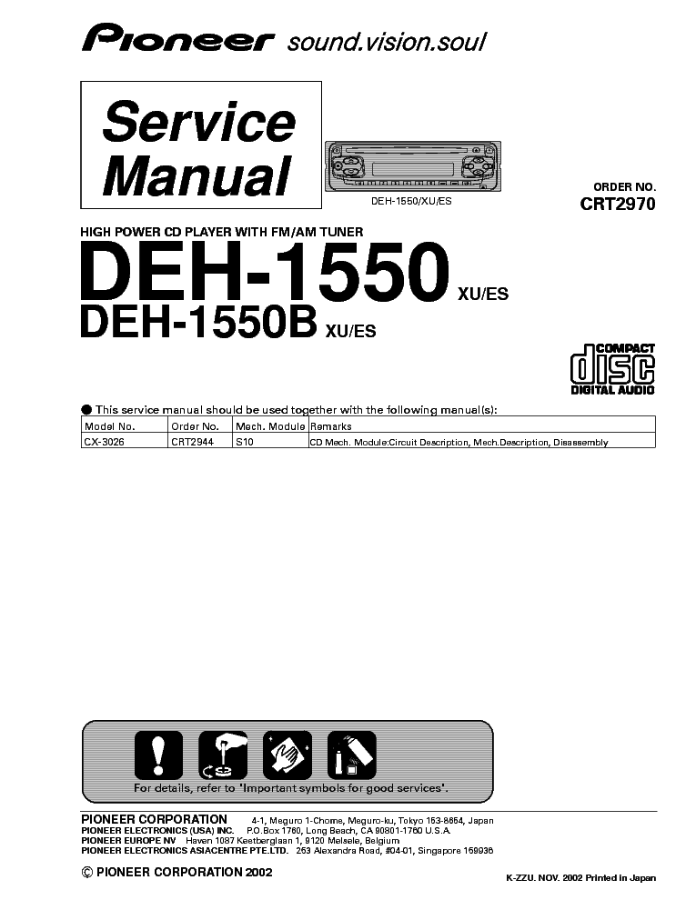 PIONEER DEH-1550 service manual (1st page)
