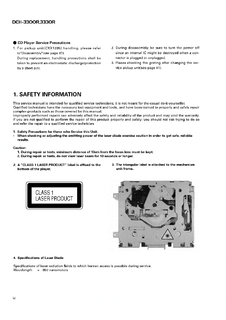 PIONEER DEH-3300R DEH-3330R SM service manual (2nd page)