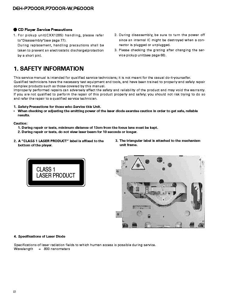 PIONEER DEH-P7000R service manual (2nd page)