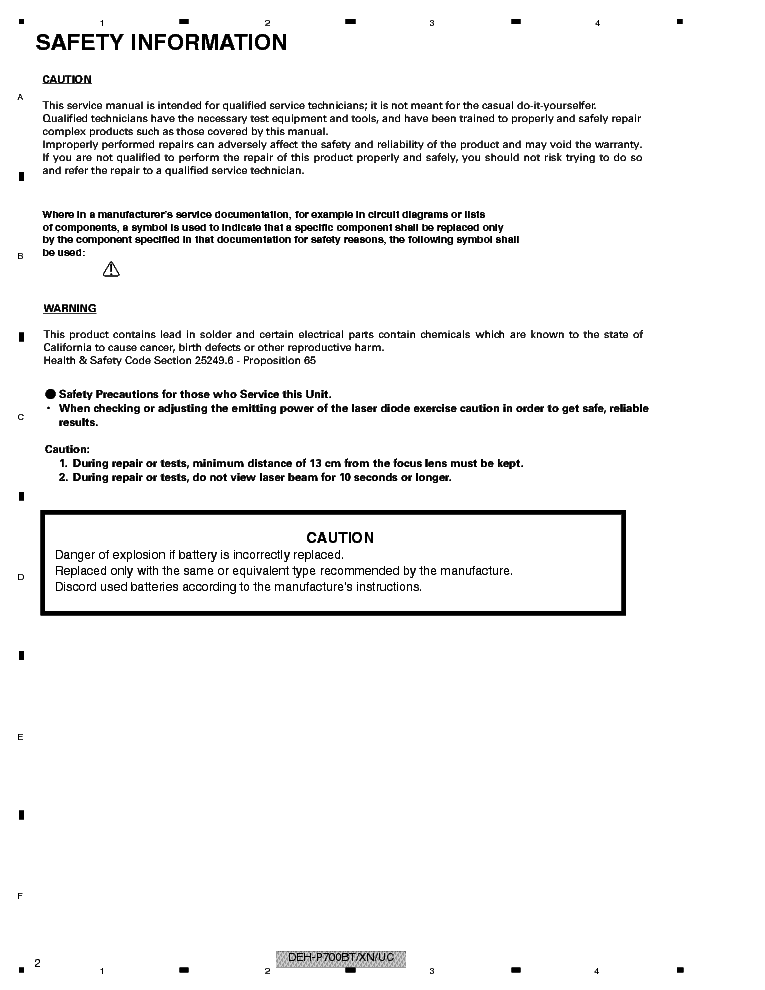 PIONEER DEH-P700BT 7000BT 7050BT CRT4114 SM service manual (2nd page)