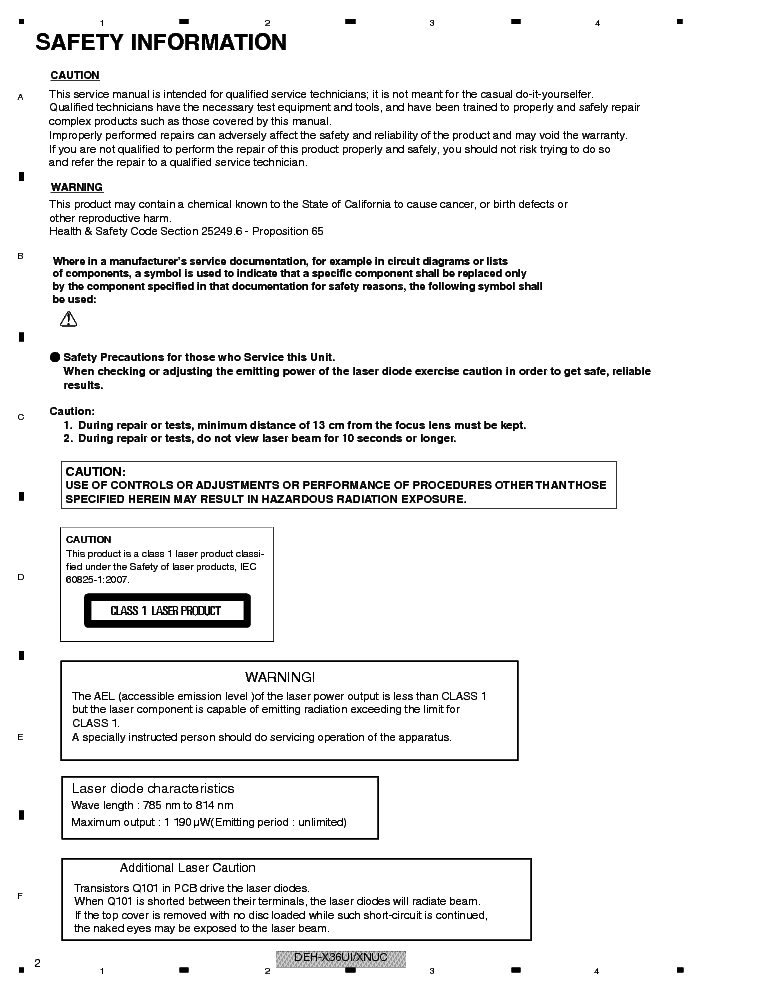 PIONEER DEH-X3650UI service manual (2nd page)