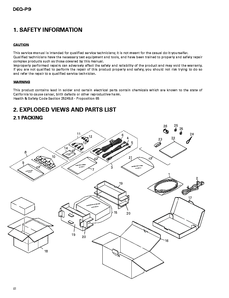 PIONEER DEQ-P9 EQUALIZER PREAMPLIFIER SM service manual (2nd page)