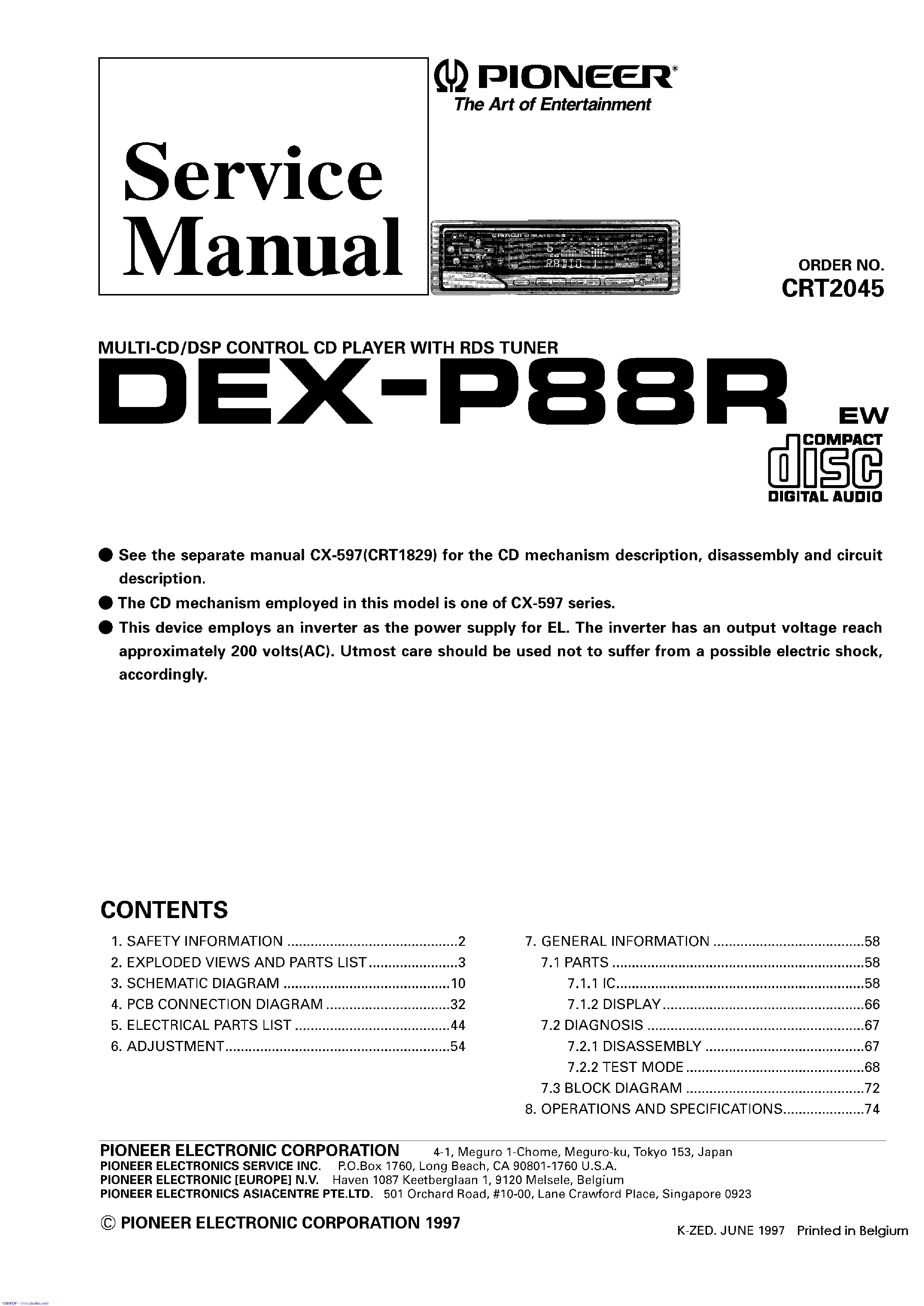 PIONEER DEXP88R service manual (1st page)