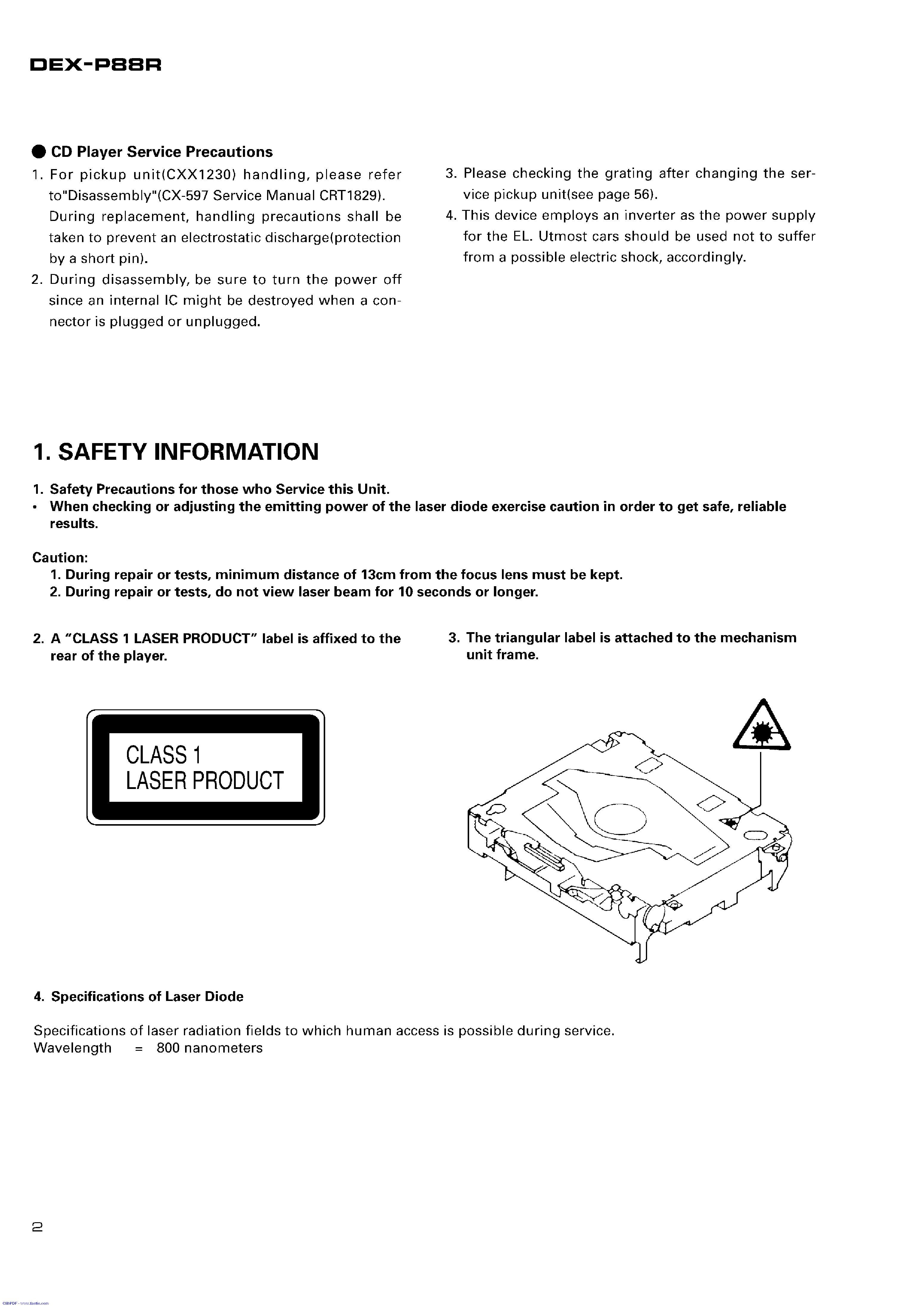 PIONEER DEXP88R service manual (2nd page)