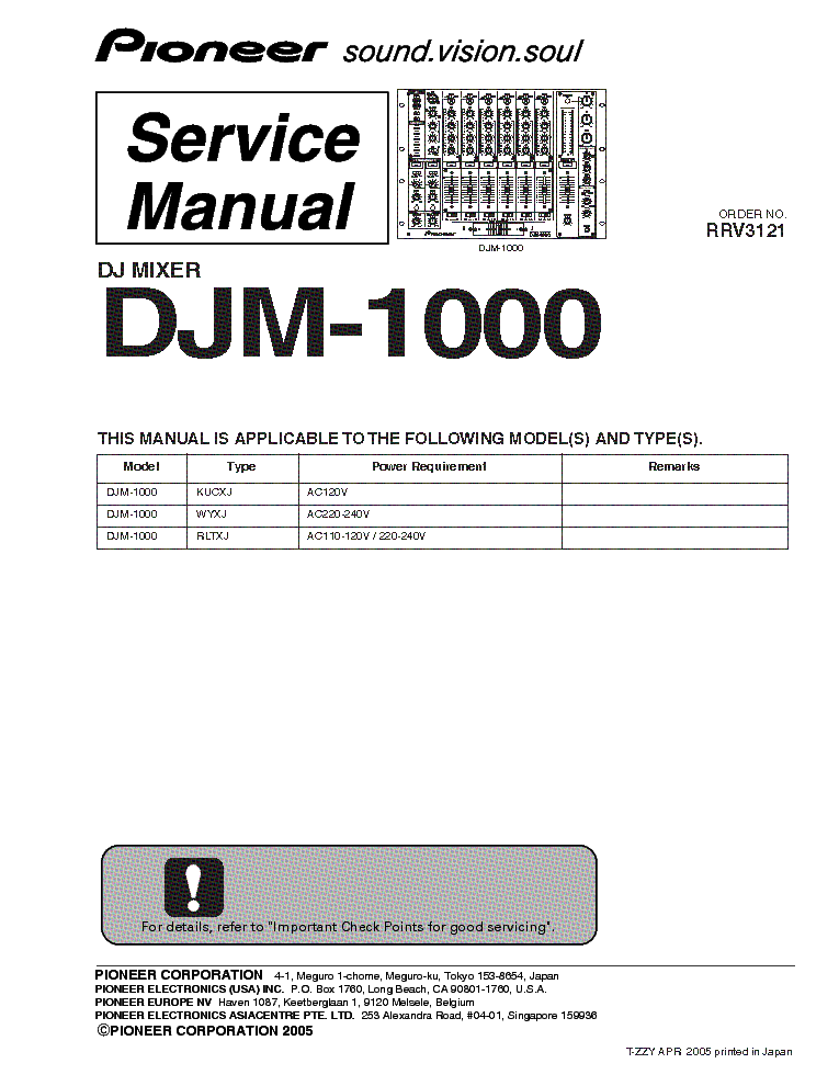 PIONEER DJM-1000 service manual (1st page)
