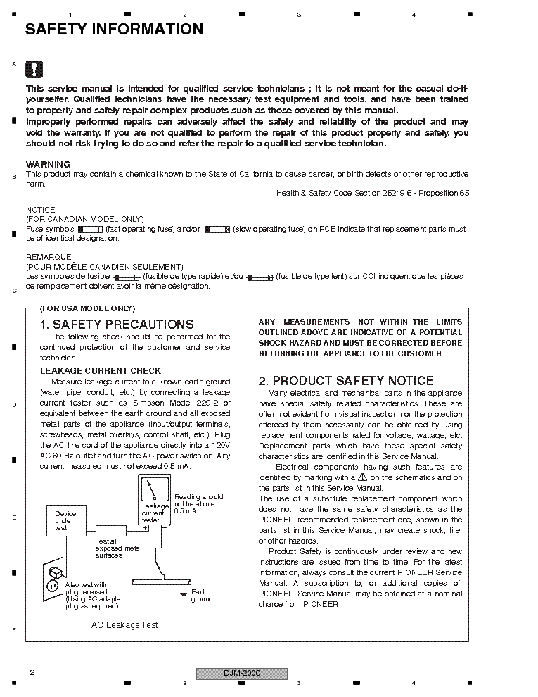 PIONEER DJM-2000 SM service manual (2nd page)