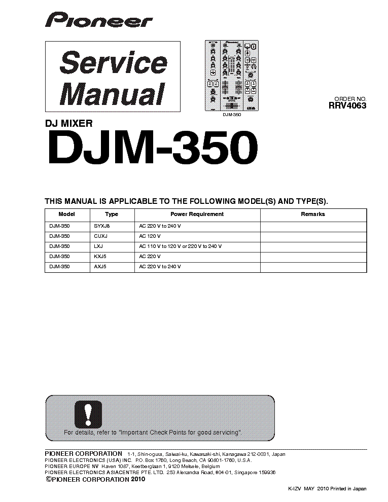 PIONEER DJM-350 SM service manual (1st page)