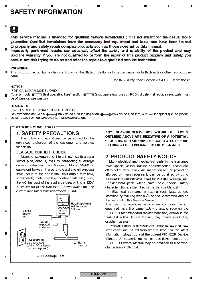 PIONEER DJM-5000 service manual (2nd page)