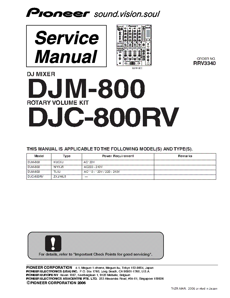PIONEER DJM-800 DJC-800RV SM service manual (1st page)