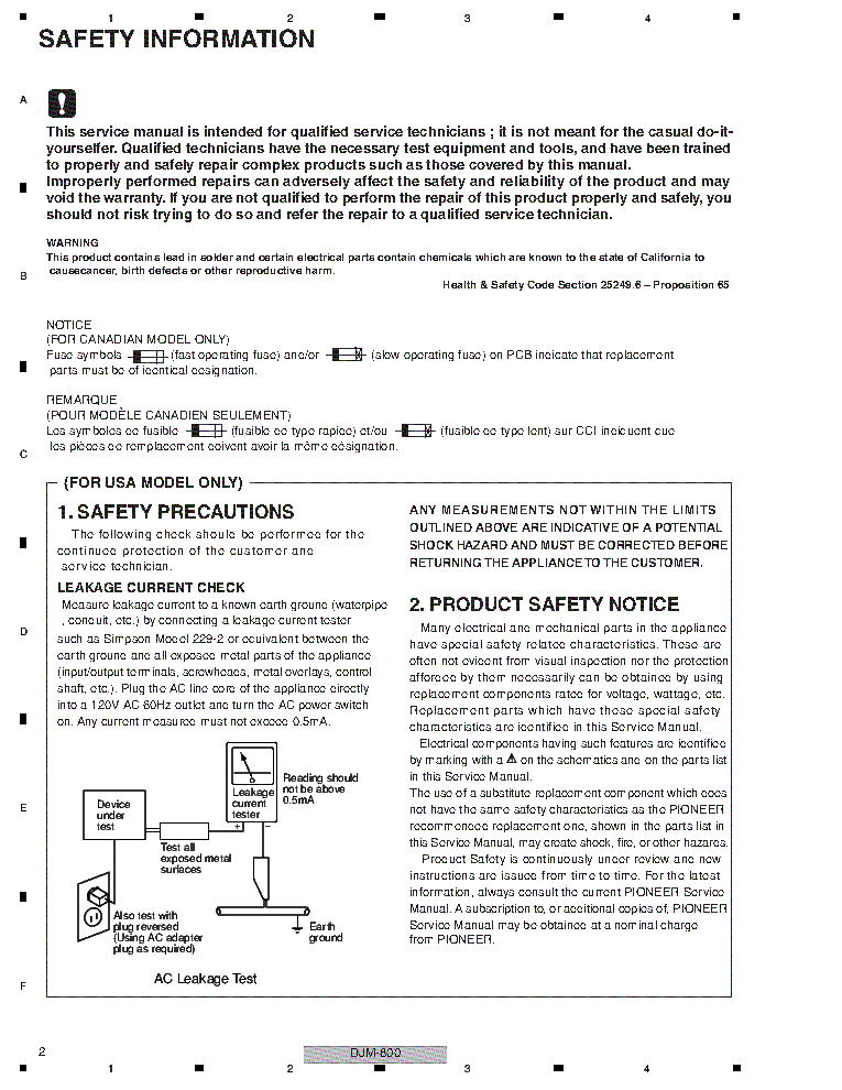 PIONEER DJM-800 DJC-800RV SM service manual (2nd page)