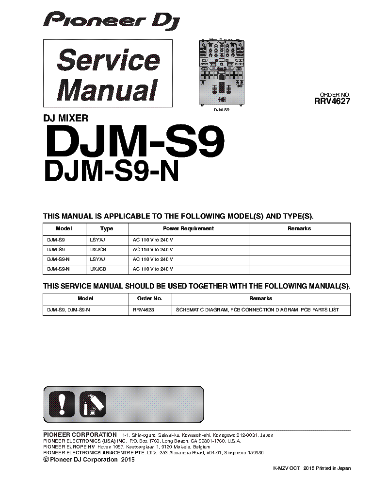 PIONEER DJM-S9 RRV4627 DJ-MIXER service manual (1st page)