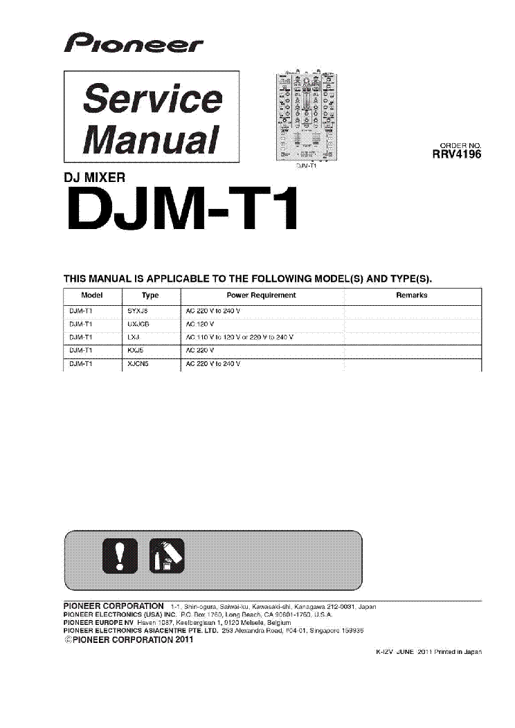 PIONEER DJM-T1 RRV4196 SM service manual (1st page)