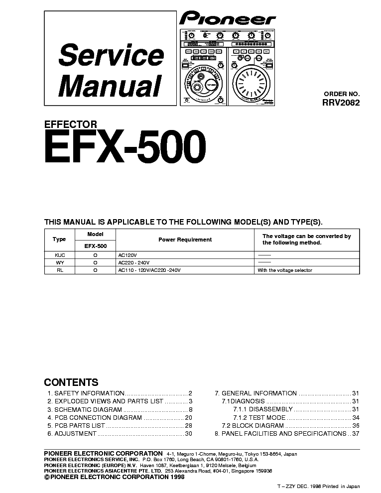 PIONEER EFX-500 service manual (1st page)
