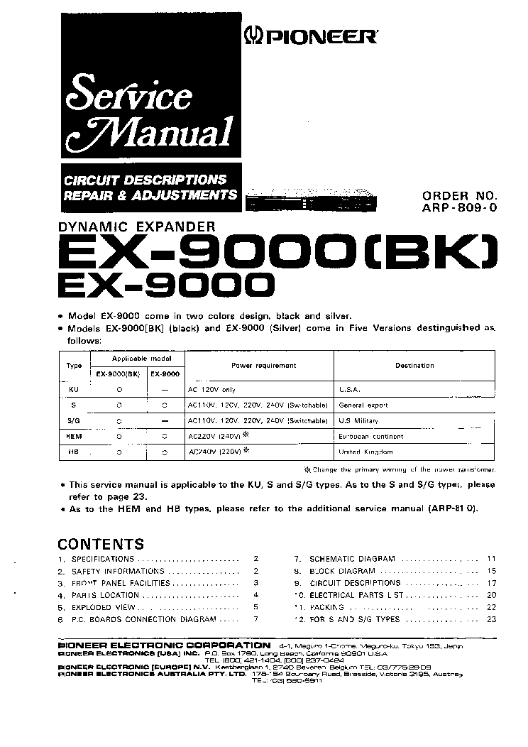PIONEER EX-9000-BK ARP8090 SM service manual (1st page)
