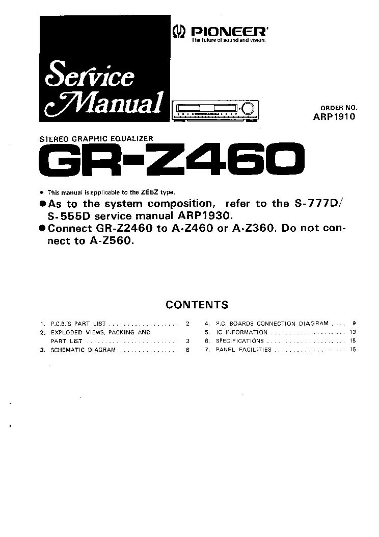 PIONEER GR-Z370 Z460 SM service manual (1st page)