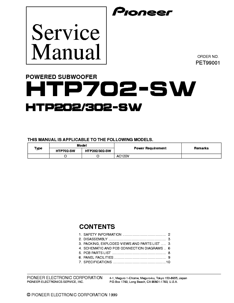 PIONEER HTP-702-SW HTP-202-SW HTP-302-S-AW service manual (1st page)