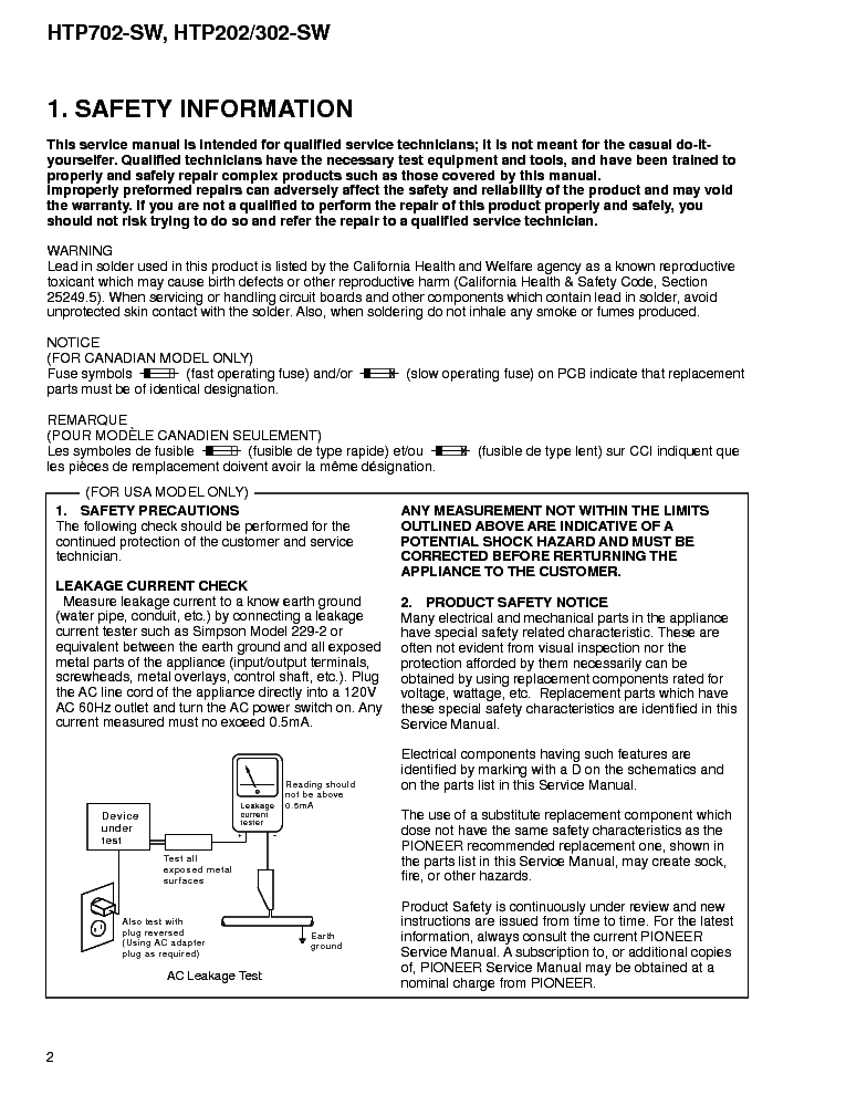 PIONEER HTP-702-SW HTP-202-SW HTP-302-S-AW service manual (2nd page)