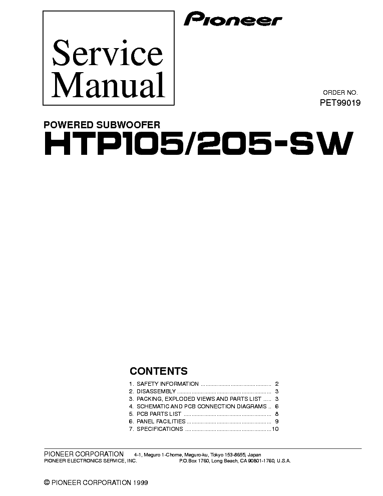 PIONEER HTP105-SW HTP205-SW service manual (1st page)
