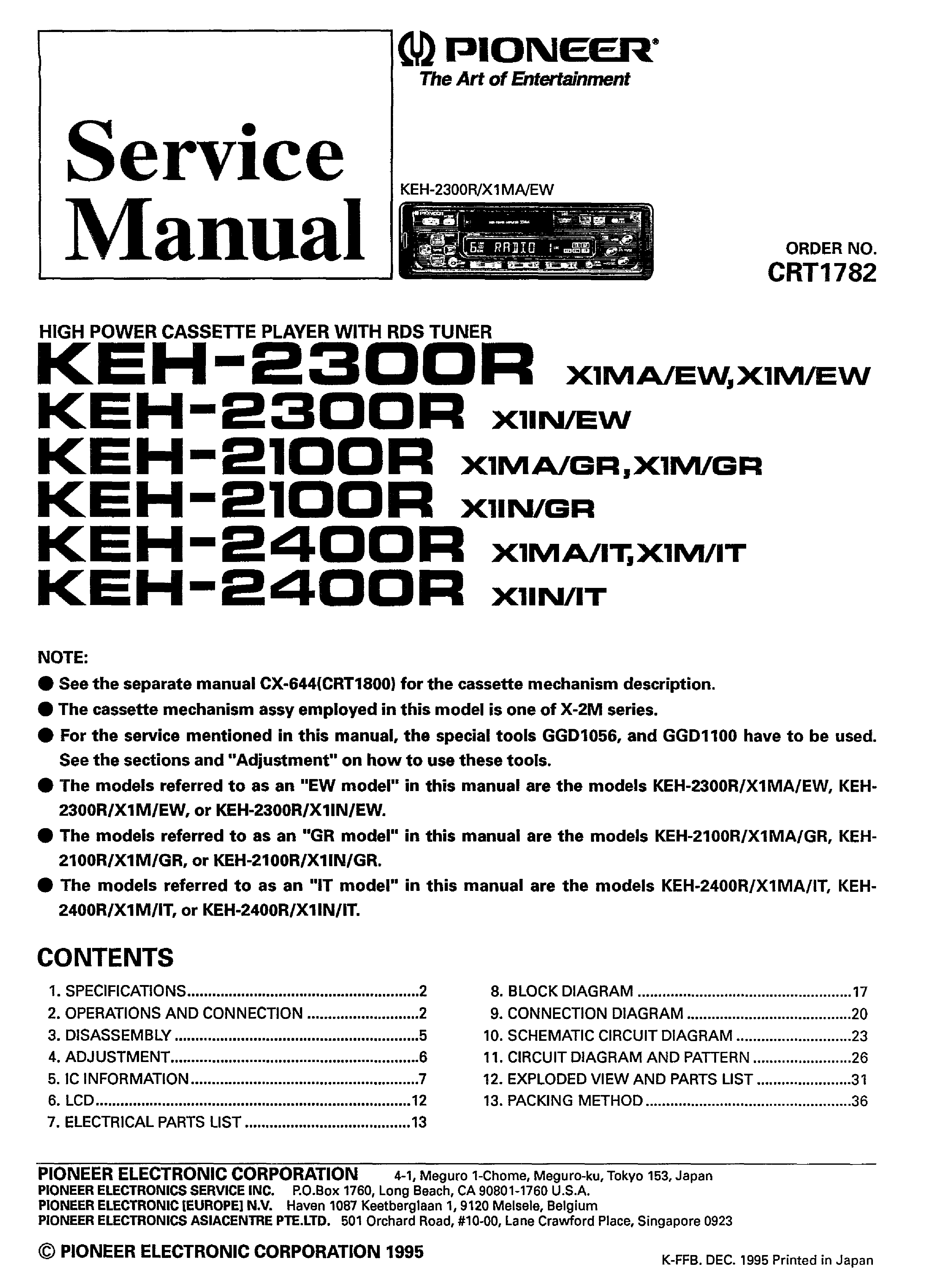PIONEER KEH-2300 service manual (1st page)
