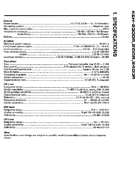PIONEER KEH-2300 service manual (2nd page)