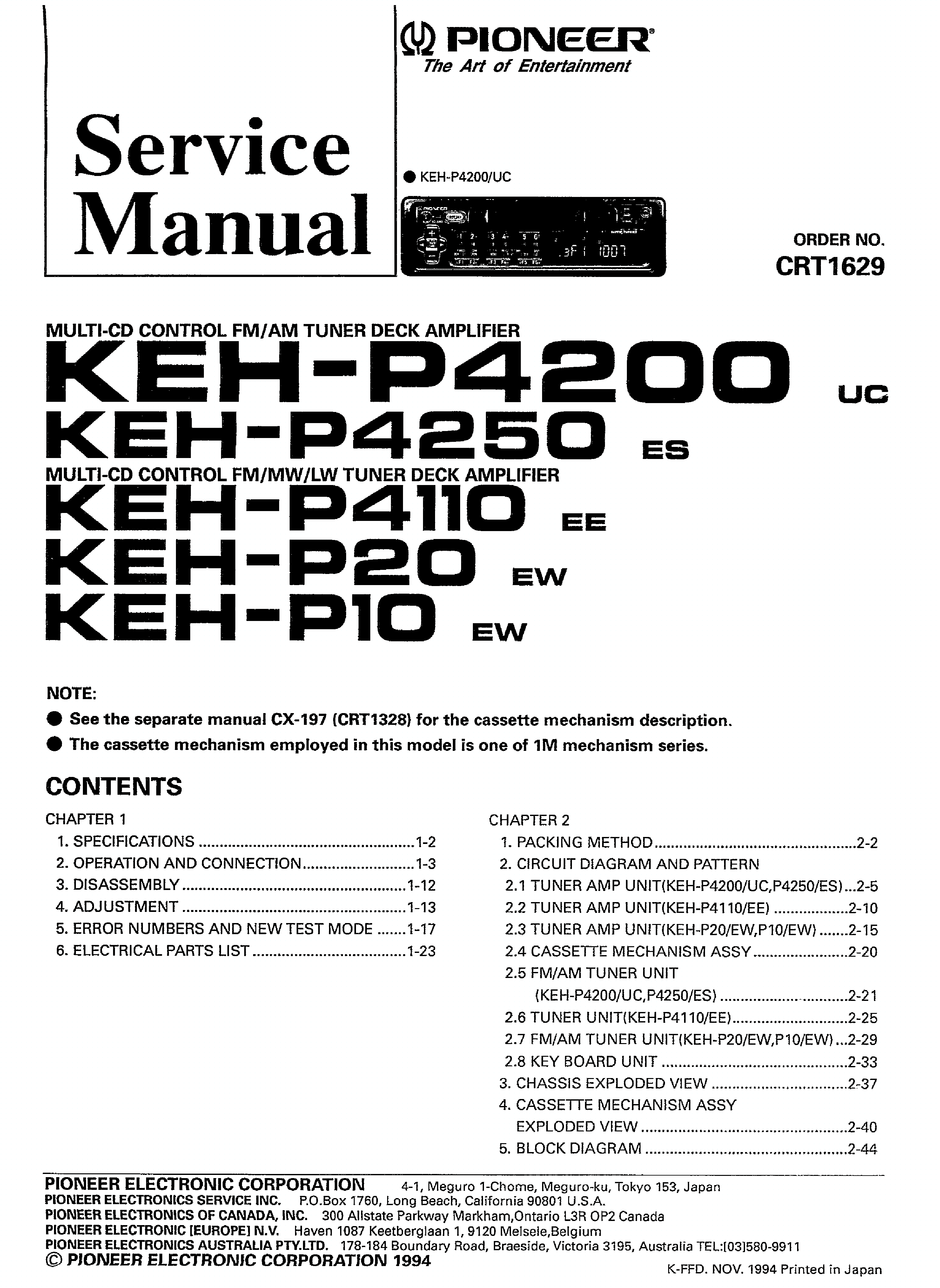 PIONEER KEH-P4200 service manual (1st page)