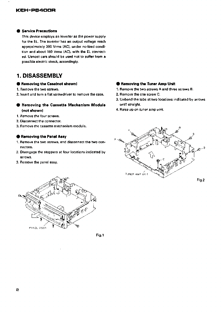 PIONEER KEH-P8400 service manual (2nd page)