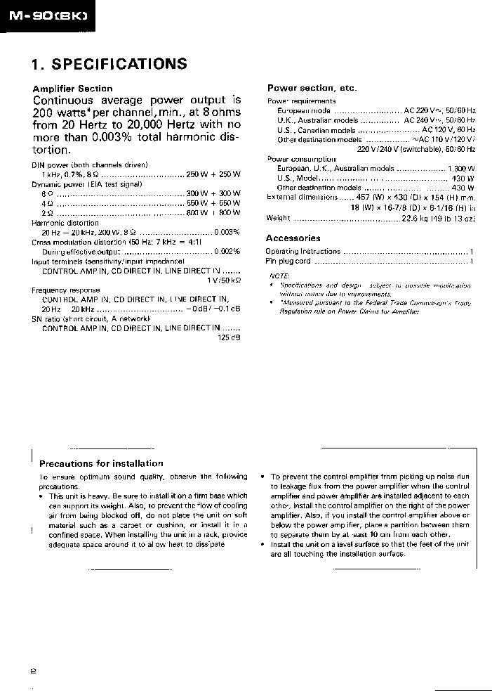 PIONEER M-90-BK- service manual (2nd page)
