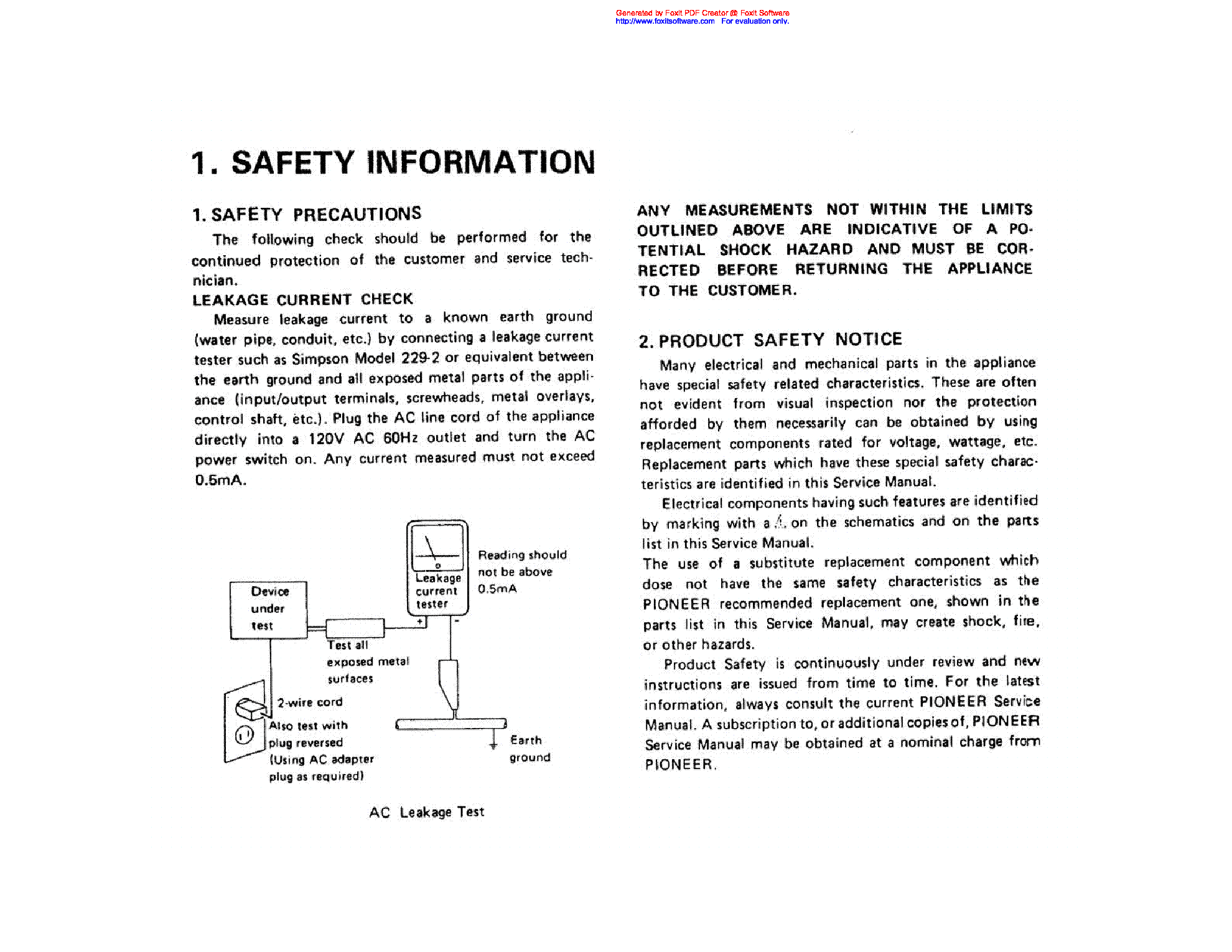 PIONEER M-90A 91 SM service manual (2nd page)