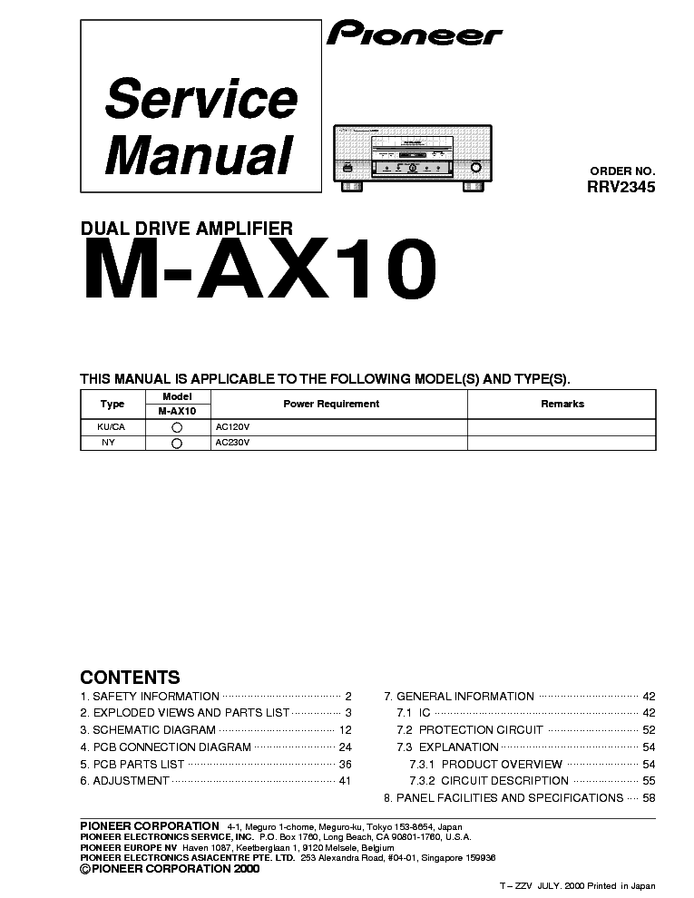 PIONEER M-AX10 service manual (1st page)