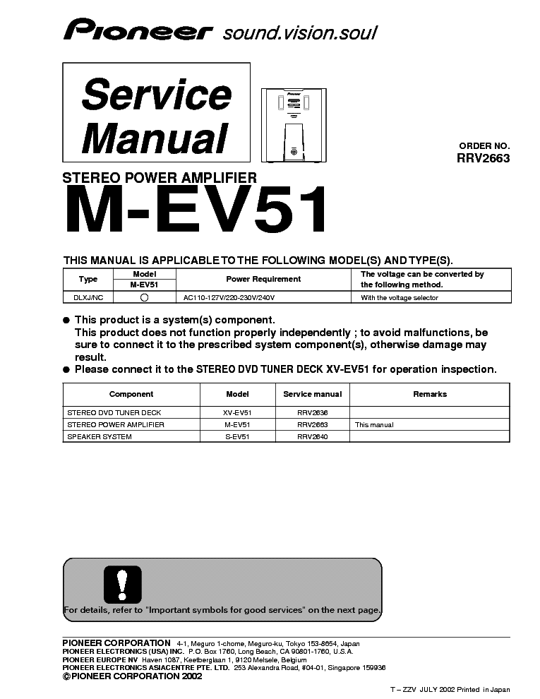 PIONEER M-EV51 SM service manual (1st page)