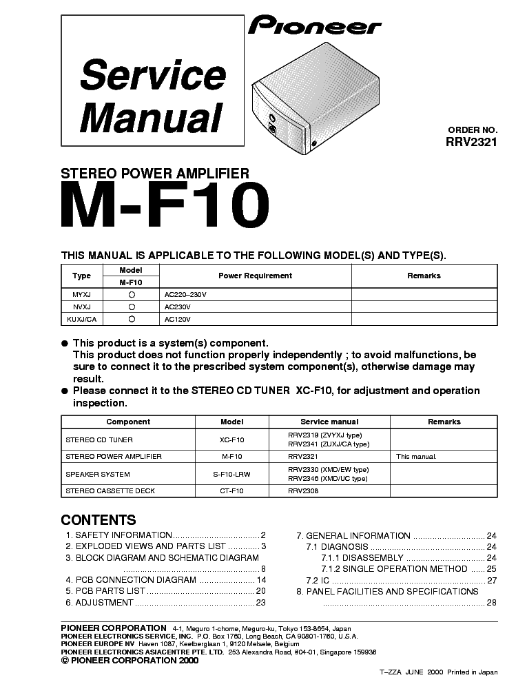 PIONEER M-F10 service manual (1st page)