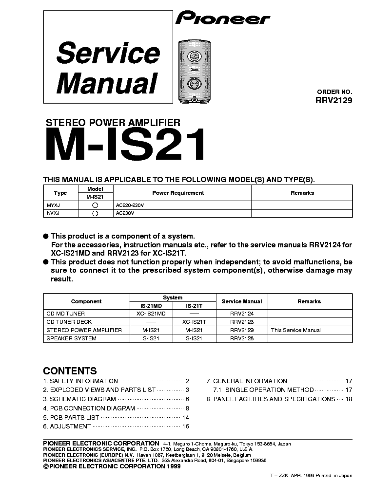PIONEER M-IS21 RRV2129 SM service manual (1st page)